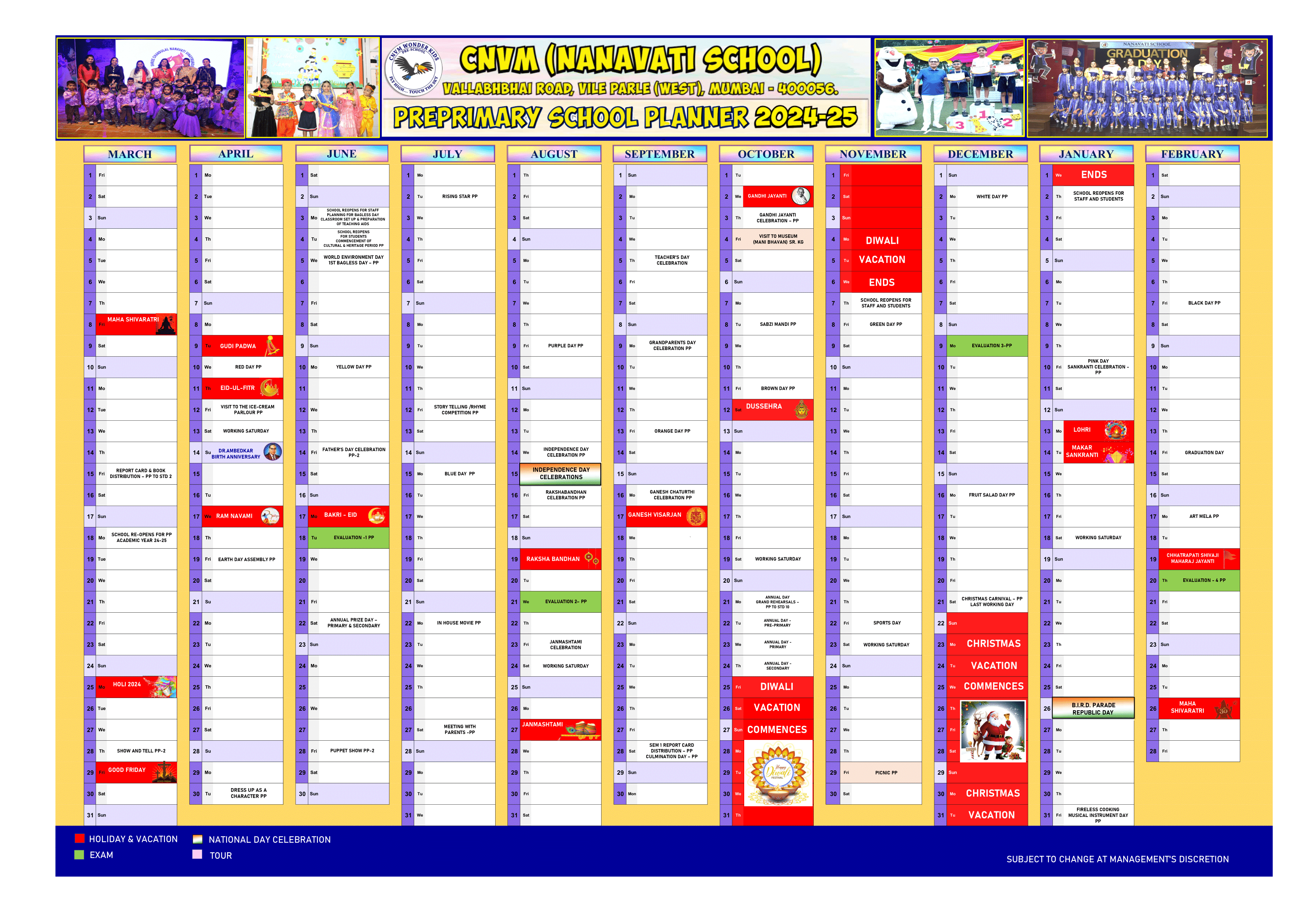 Pre-Primary School Planner 2024-25